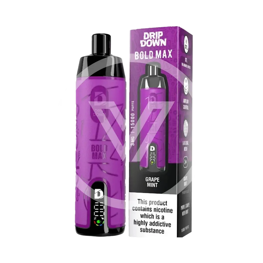 Drip Down Bold Max Disposable 15k Puff Grape Mint 3mg