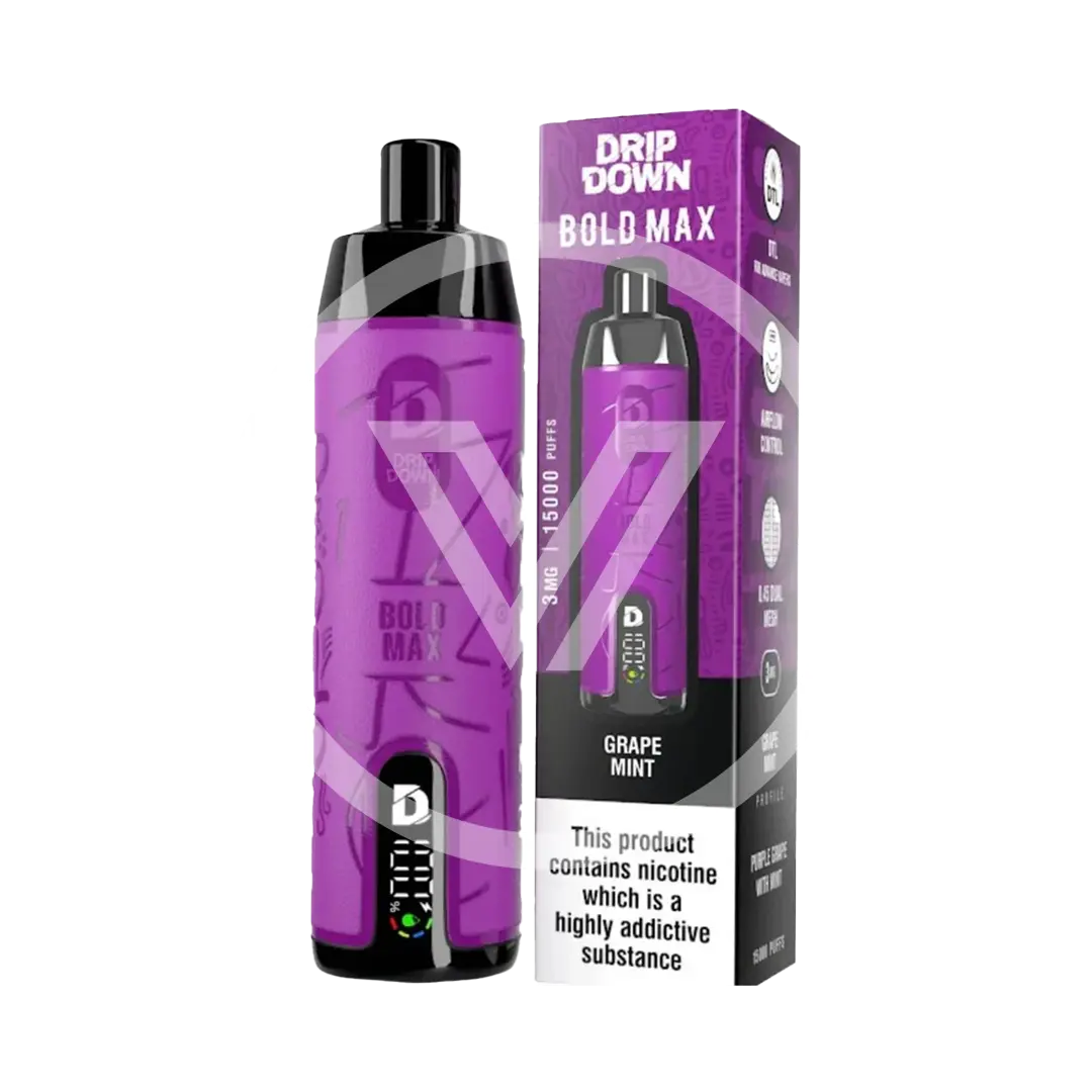 Drip Down Bold Max Disposable 15k Puff Grape Mint 3mg